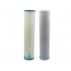 Twin Whole House Big Blue Water Filter Set Pleated CBC-20BB 20"