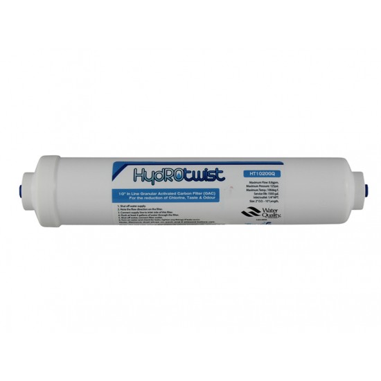 HydROtwist Inline Water Filter 1/4" DI Mixed Bed Resin 10" x 2"