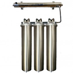 UV Quad Whole House Water Filter System 91LPM 304 Stainless