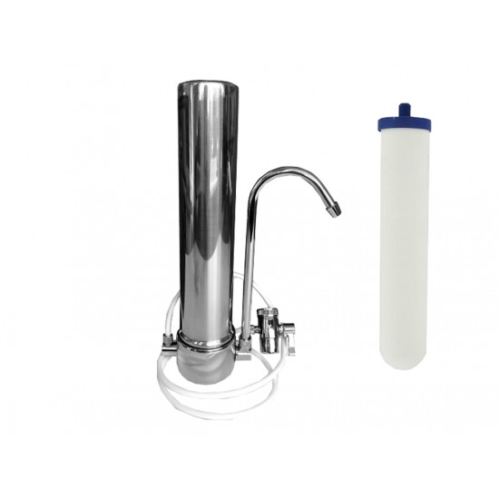 Stainless Steel Countertop Fluoride Water Filter System 10"
