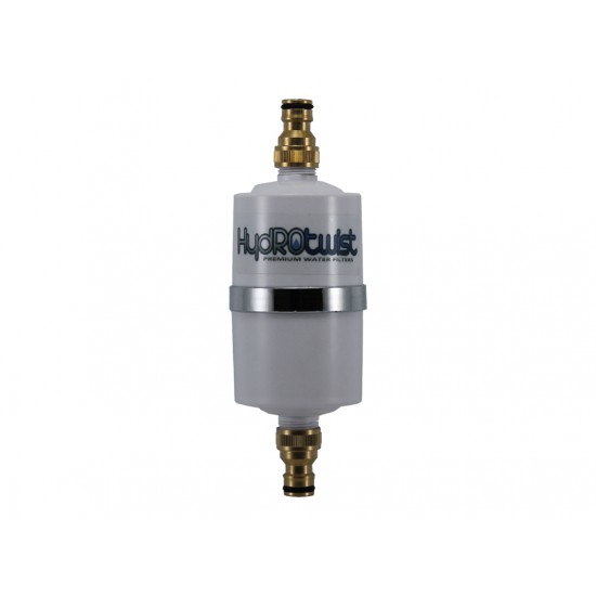 HydROtwist GAC Caravan Water Filter with Brass Hose Connections