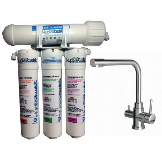 HydROtwist USA Quad 4 Stage PH Water Filter with 3 Way Mixer Tap